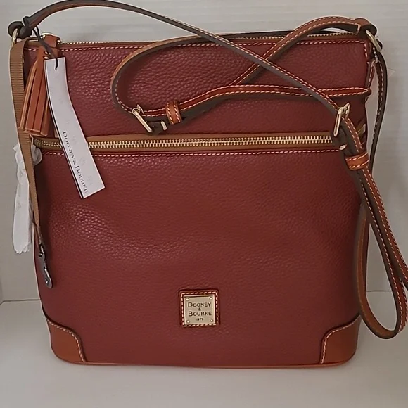 ❤️HP❤️D&B LARGE Wine Pebble Grain Tassle Crossbody Bag NWT